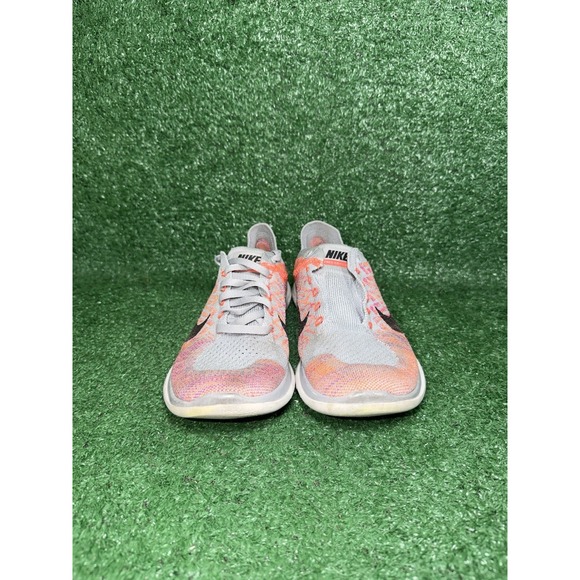 Nike Womens Size 7.5 Free 4.0 Flyknit 717076-002 Gray Red Running Shoes Sneakers - Picture 6 of 9
